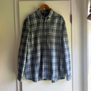 Johnnie-O Mens XL Blue Grey Plaid Flannel Button Down Shirt Long Sleeve